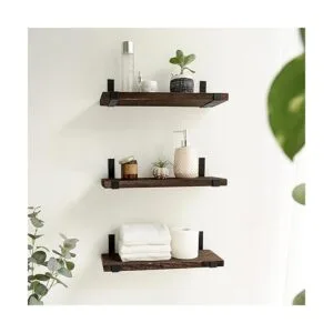 Mkono Juego de 2 estantes flotantes de madera rústica_4