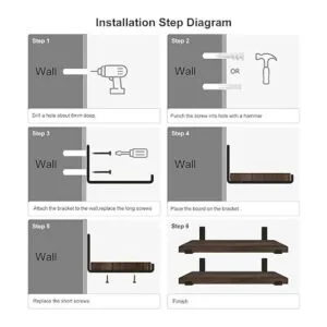 Mkono Juego de 2 estantes flotantes de madera rústica_6