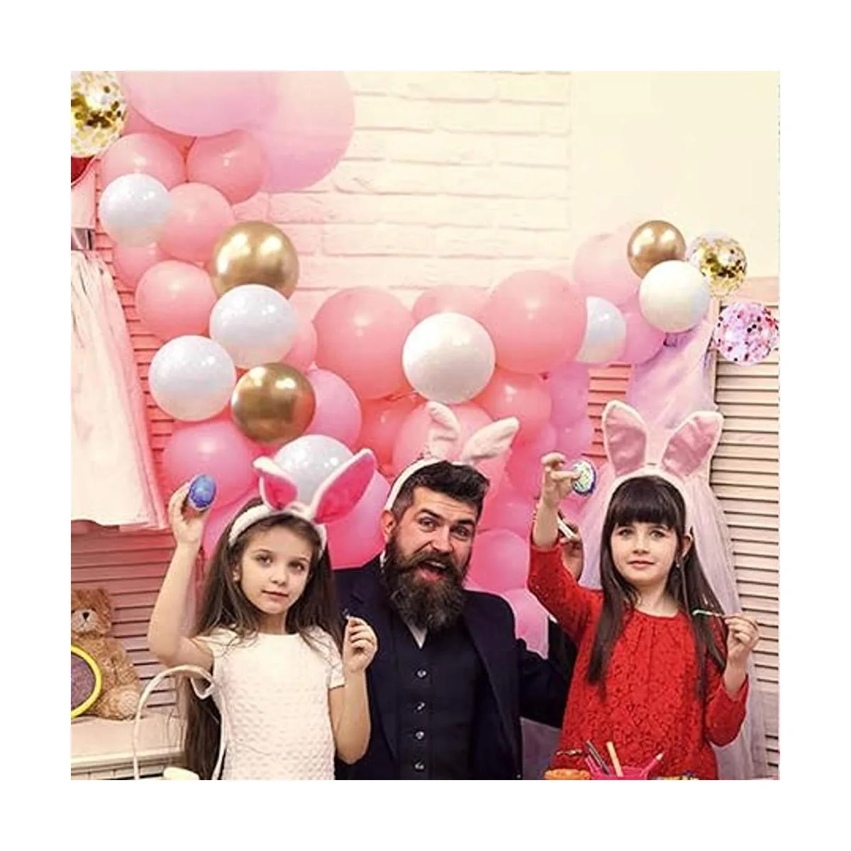 OuMuaMua Kit de 62 globos de látex de confeti de oro rosa_5