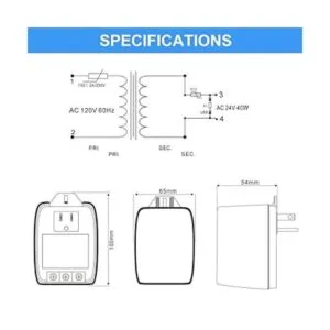 Enchufe transformador de CA de 24 VCA y 40 VA con fusible_4