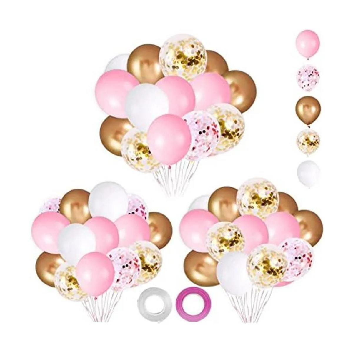 OuMuaMua Kit de 62 globos de látex de confeti de oro rosa_1