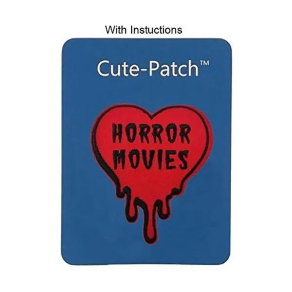 Parche bordado con texto en inglés I Love Horror Movies_3