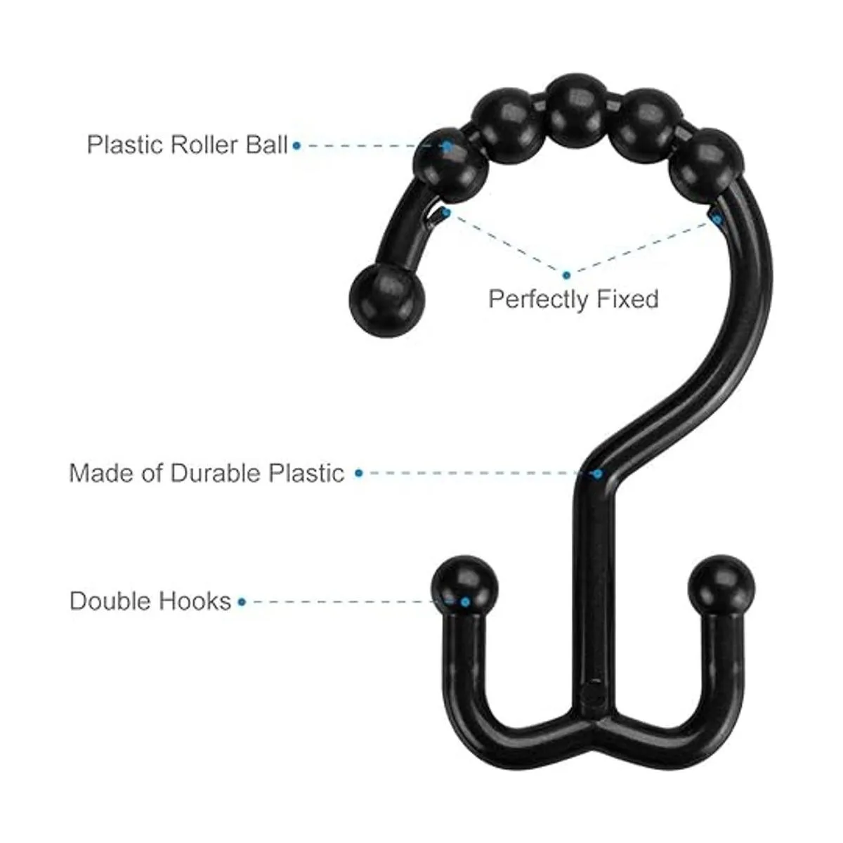 Ganchos Amazer para cortina de ducha dobles de plástico_3