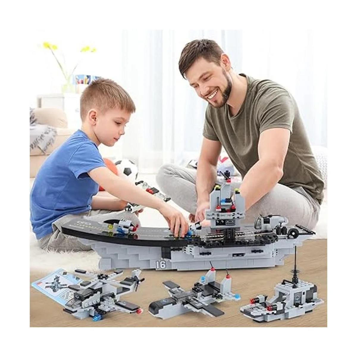 Juego de 1320 bloques de construcción de portaaviones kit_2