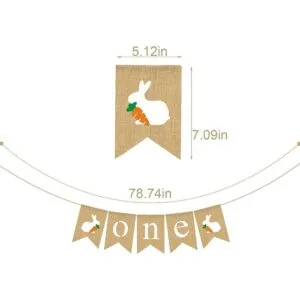 Rainlemon Bandera de yute de una silla alta con conejito_3