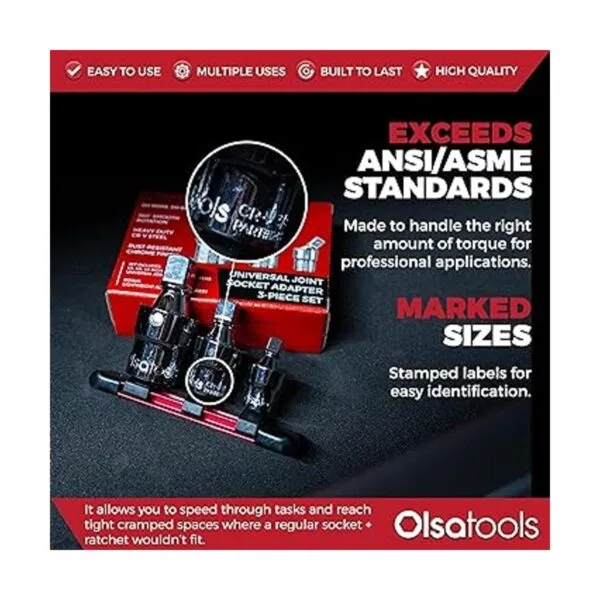 Olsa Tools Juego de juntas universales de 3 piezas_3