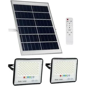 Paquete de 2 luces LED solares de 100 W para exteriores_1
