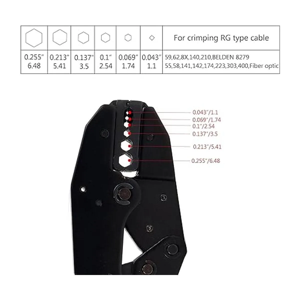 TLS.eagle BNC RG58 Conector de crimpado y herramienta de