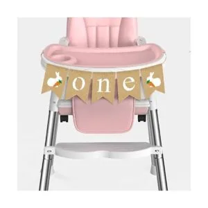 Rainlemon Bandera de yute de una silla alta con conejito_4