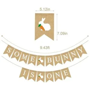 Rainlemon Yute Burlap Some Bunny is One Banner Primavera_2