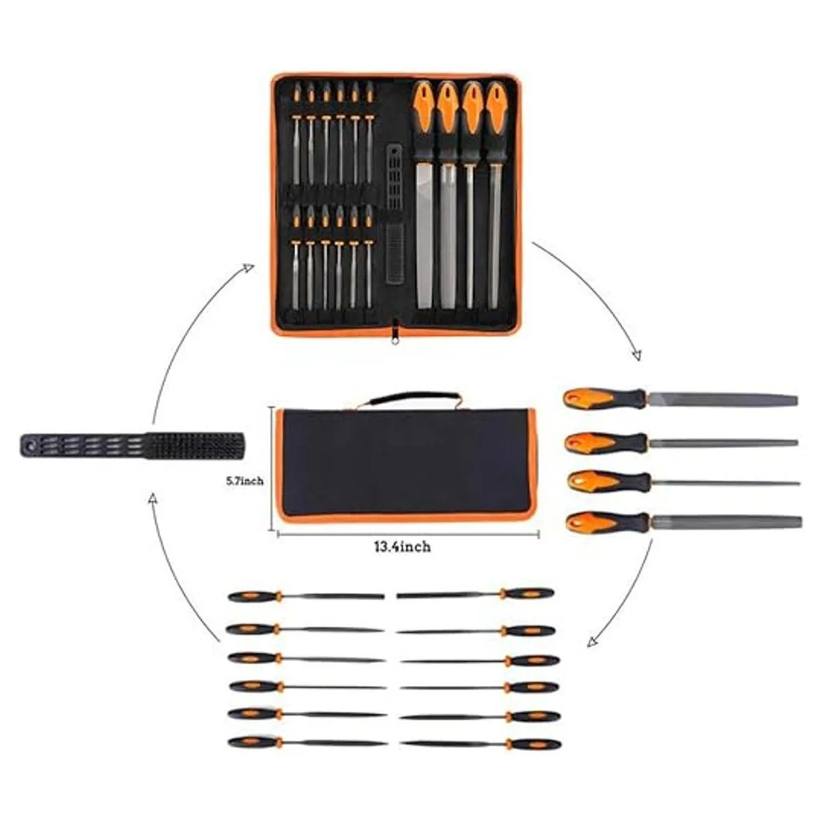 Juego de 17 herramientas de archivo con estuche de