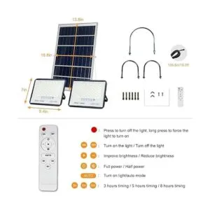 Paquete de 2 luces LED solares de 100 W para exteriores_2