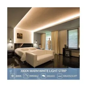 Tira de luces LED de 32.8 pies luz blanca cálida tira de_2