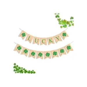 SWYOUN Guirnalda de banderines de arpillera para fiesta