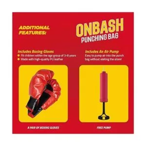 EMAAS Juego de saco de boxeo para niños con guantes de_5