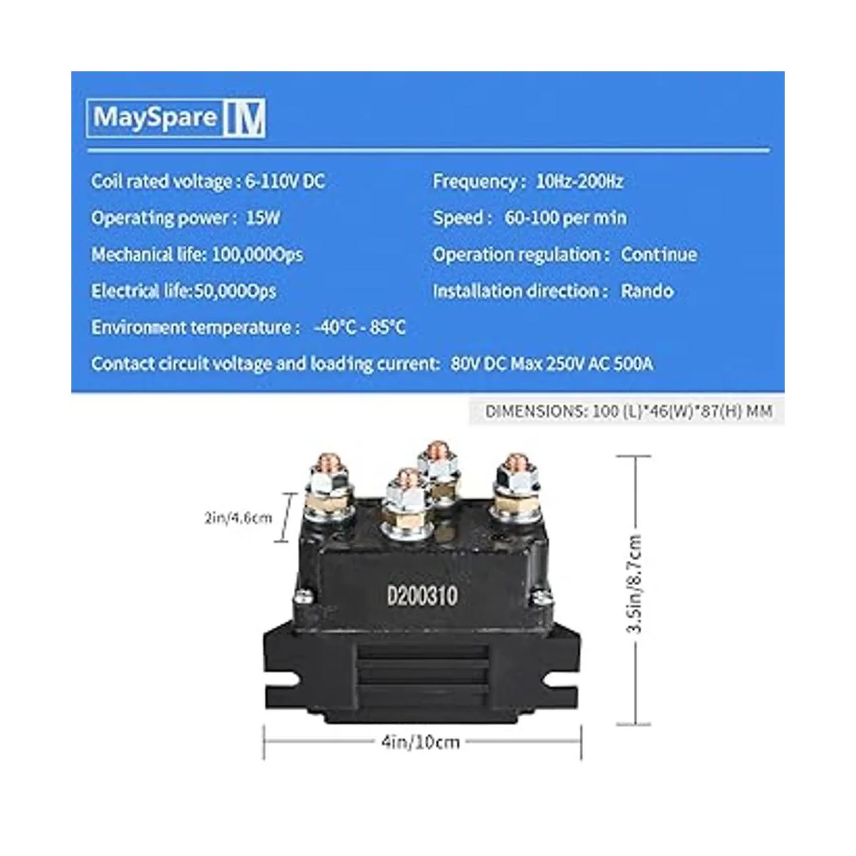 MaySpare MaySpare Relé solenoide de cabrestante de 12 V_2