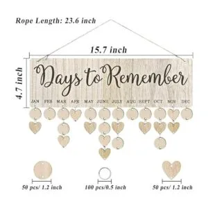 Tabla de cumpleaños familiar con calendario de madera para