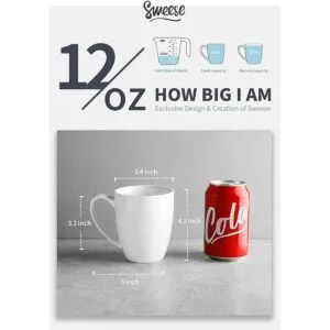 Sweese 611.001 Tazas de porcelana 12 onzas para café_2