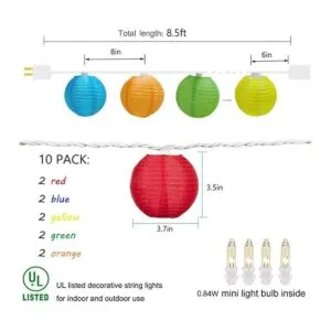 Goothy 8.5Ft Multicolor Lantern String Lights Outdoor Plug