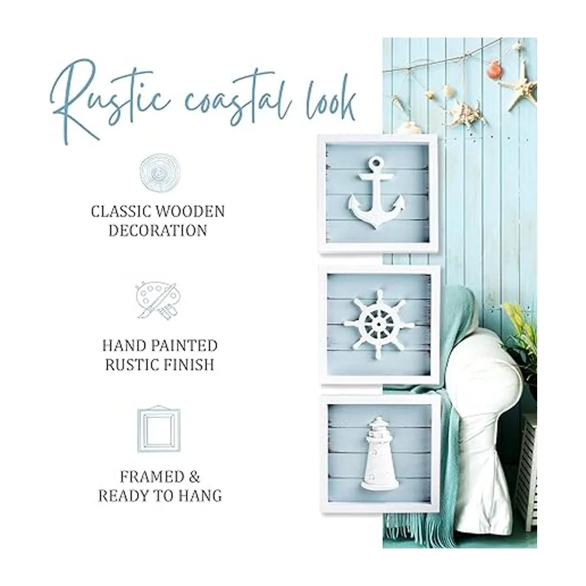 TideAndTales Juego de 3 decoraciones náuticas de pared 7_3