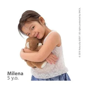 Mochila de tela vaquera con oso para niños y niñas_4