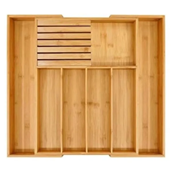 Organizador de cajones de cubiertos de bambú para cocina_1