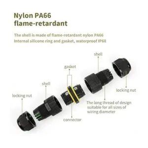 Conector de cable eléctrico IP68 impermeable de 2 vías_3