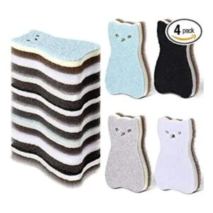 Juego de 8 esponjas de cocina con forma de gato de doble_1
