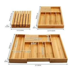 Organizador de cajones de cubiertos de bambú para cocina_3