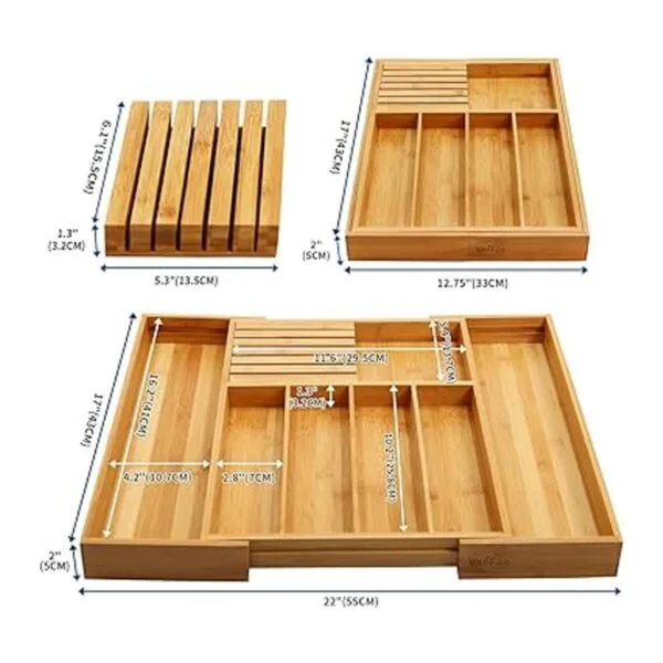 Organizador de cajones de cubiertos de bambú para cocina_3