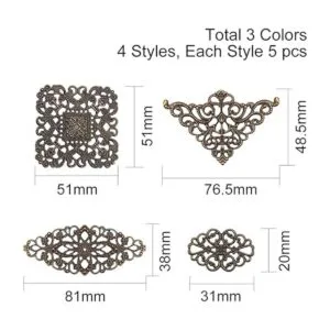 PH PandaHall 60 piezas de filigrana Envoltura colgante