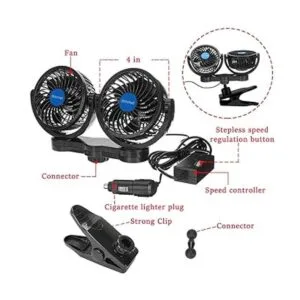 QIFUN Ventilador de clip ajustable de doble cabeza de 12_2