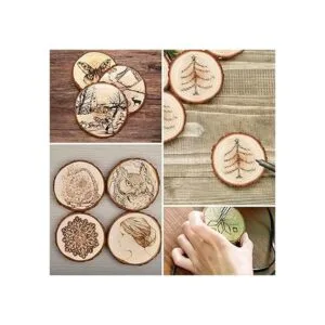 LESUMI Unfinished Natural Wood Slices with Bark 20 Pcs_5