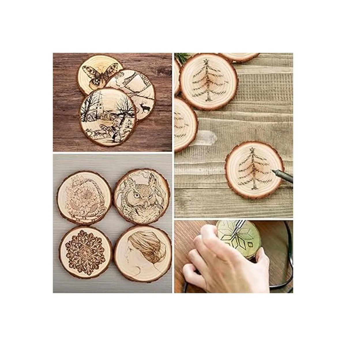 LESUMI Unfinished Natural Wood Slices with Bark 20 Pcs_5