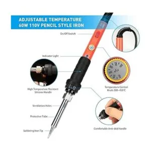 Kit de soldador de 60 W con calentador de cerámica 4 en_2