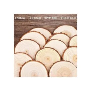 LESUMI Unfinished Natural Wood Slices with Bark 20 Pcs_3