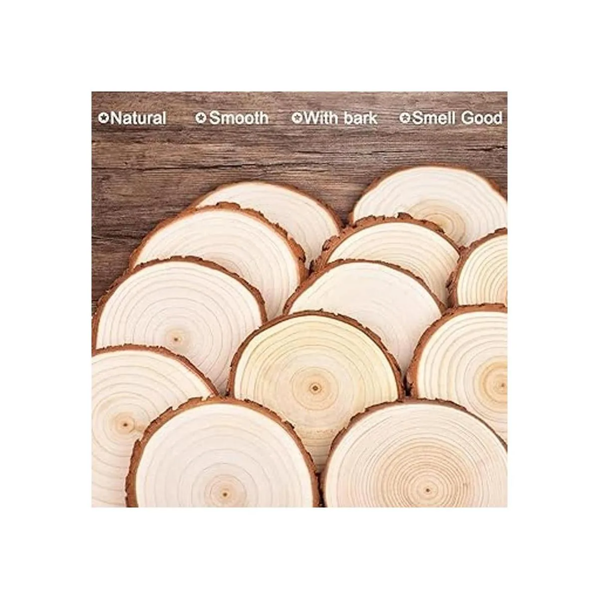 LESUMI Unfinished Natural Wood Slices with Bark 20 Pcs_3