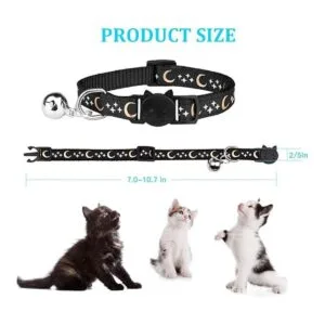 6 collares de gato separados con campana luna dorada