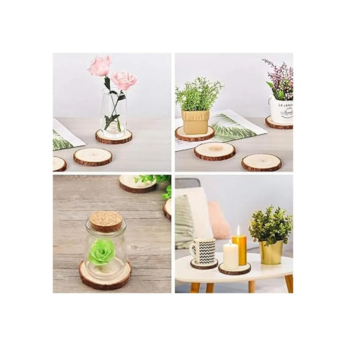 LESUMI Unfinished Natural Wood Slices with Bark 20 Pcs_4