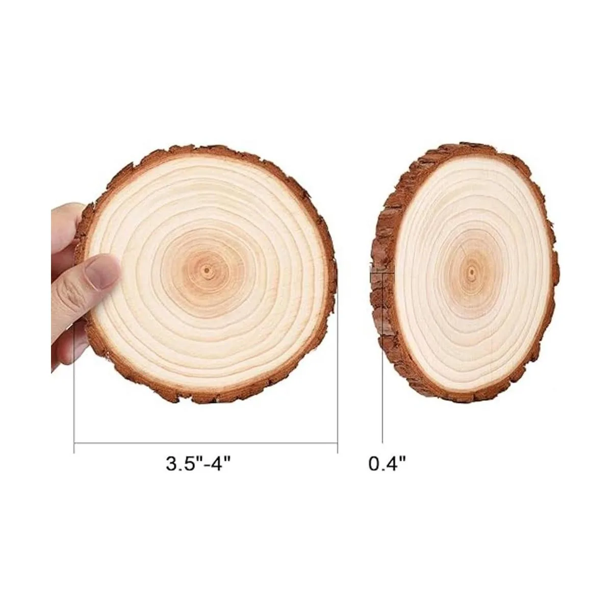 LESUMI Unfinished Natural Wood Slices with Bark 20 Pcs_2