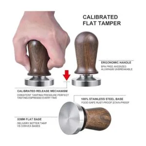 Matow Tamper de café calibrado de 2.087 in con mango de