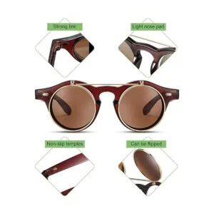 3 pares Flip Up gafas de sol retro redondas gafas