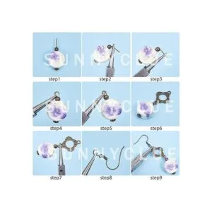 SUNNYCLUE 1 caja DIY 10 pares de pendientes de porcelana