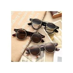 3 pares Flip Up gafas de sol retro redondas gafas