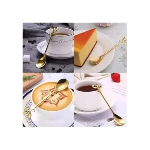 Cuchara de café de hoja dorada de acero inoxidable 10_4