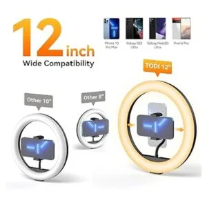 TODI Anillo de luz de 12 pulgadas con soporte de trípode_3