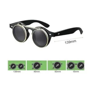 3 pares Flip Up gafas de sol retro redondas gafas