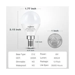 SHINESTAR Paquete de 12 bombillas LED E12 para ventilador_2