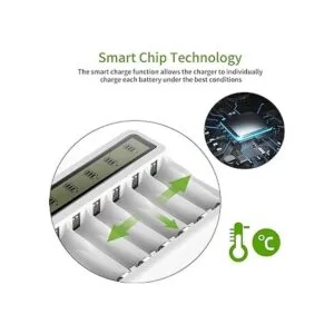 POWEROWL Cargador de batería AA AAA de 8 bahías con_2