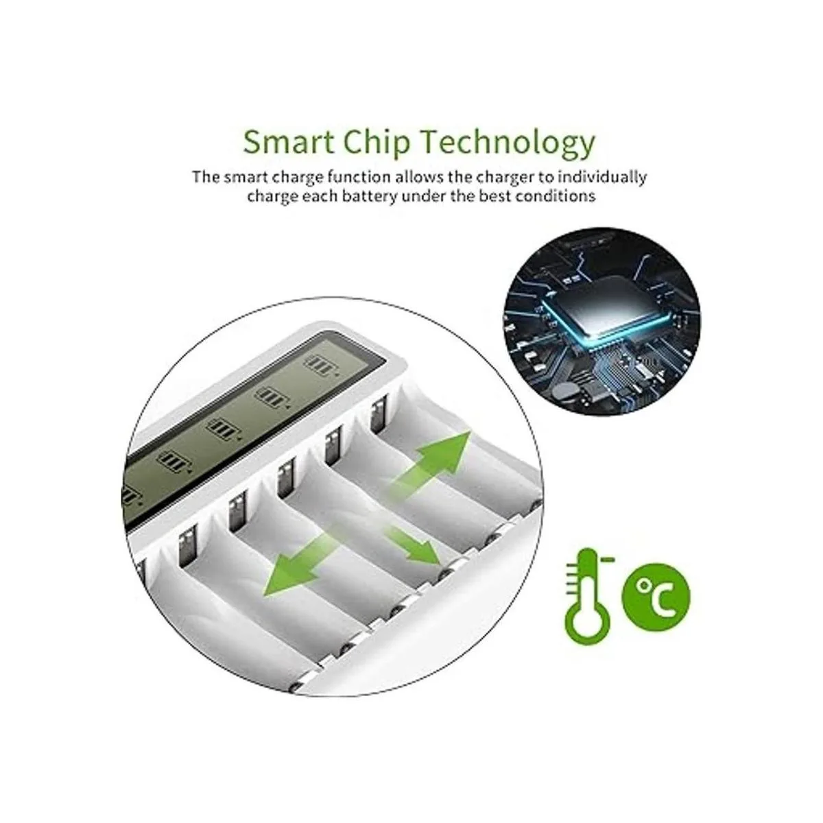 POWEROWL Cargador de batería AA AAA de 8 bahías con_2